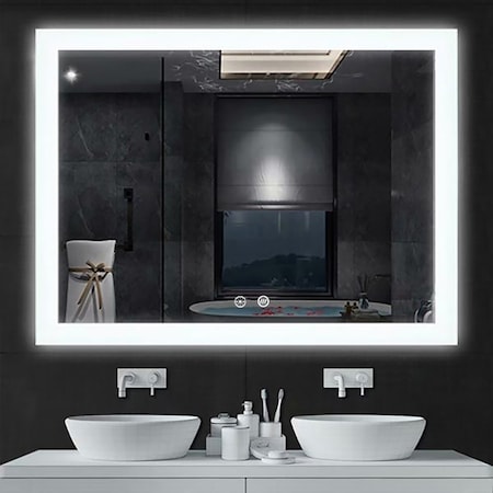 Ketcham Frosted Glass Edge Mirror LED Mirror, 48 W, 100/240 VAC - 50/60 Hz. CRI >= 85, Brushed Finish LUM-4836P